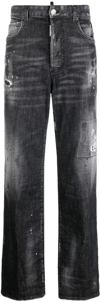 Distressed Straight-Leg Jeans
