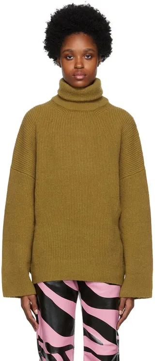 The Attico Khaki Grace Turtleneck