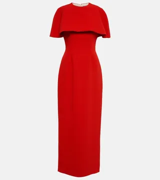 Elham cape crepe midi dress