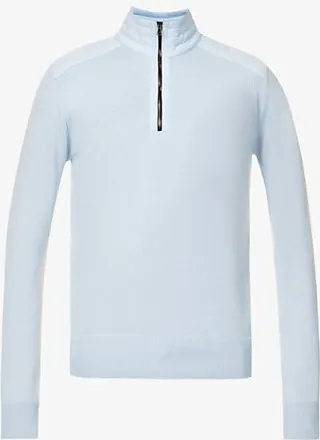 Mens Sky Blue Kilmington Zip-neck Wool-knit Jumper