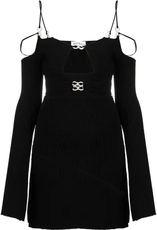Crystal-Embellished Bow Mini Dress