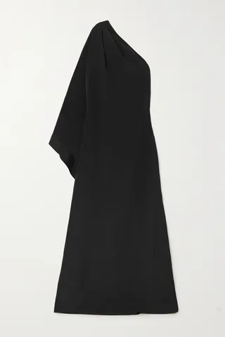 TOM FORD - One-shoulder Draped Silk-satin Gown - Black