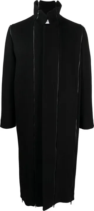 Zip-Detail Wool Coat