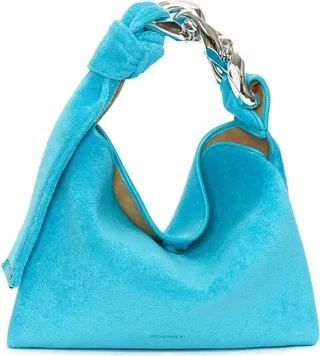 Blue Small Chain Hobo Terry Towel Shoulder Bag