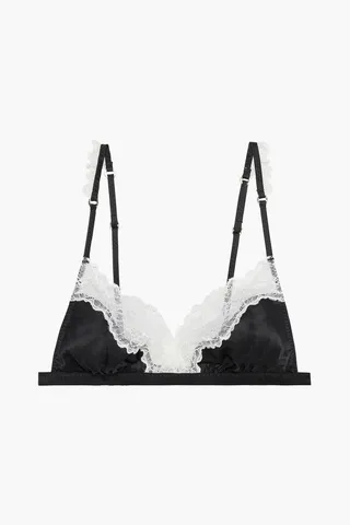 Kitty Catching lace-trimmed stretch-silk satin soft-cup triangle bra
