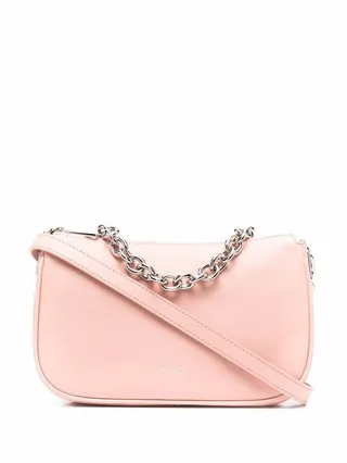 Moon zip-up leather shoulder bag
