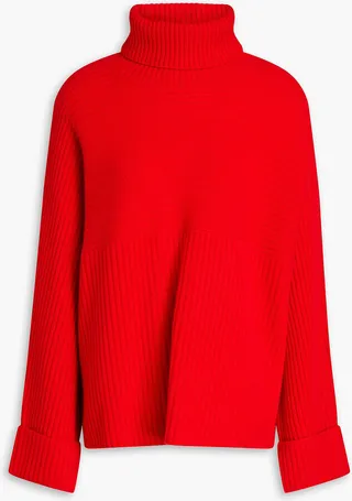 Ribbed cashmere turtleneck sweater