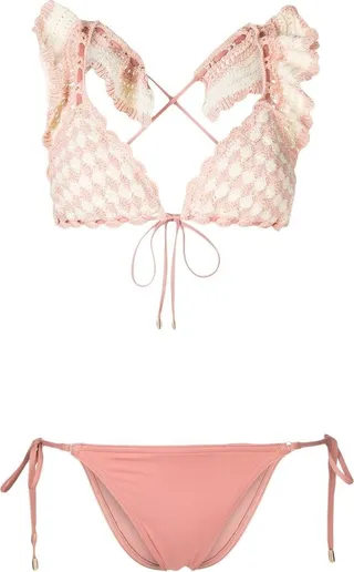 Clover crochet-knit triangle bikini