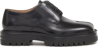 Split-Toe Leather Lace-Up Shoes
