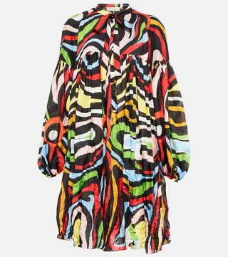Marmo-print silk minidress