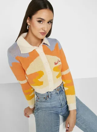 Abstract Print Intarsia Sweater