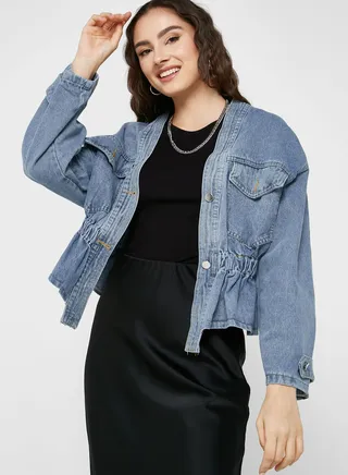 Denim Jacket With Waist Detailing