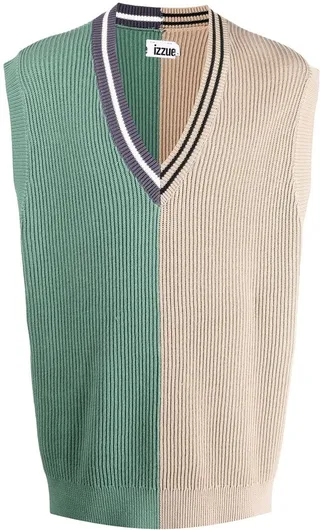 two-tone V-neck vest