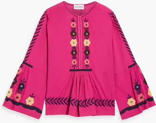Mia embroidered cotton-voile blouse