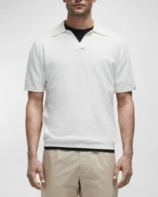 Men's Toweling Polo Shirt with Johnny Collar