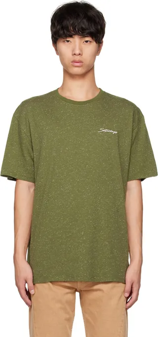 Saturdays NYC Green Speckled Chain Script T-Shirt