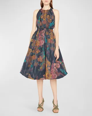 Leyna Bubble-Hem Midi Dress