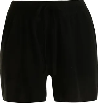 Black Knitted Drawstring Cashmere Shorts