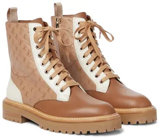 Cora embossed leather combat boots