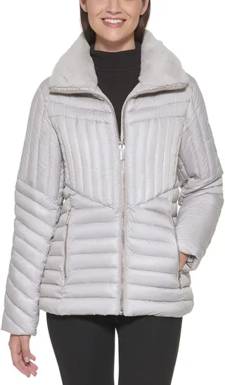 Faux Fur Collar Puffer Jacket