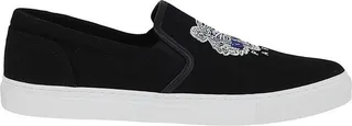 Kenzo Tiger-Embroidered Round Toe Slip-On Sneakers