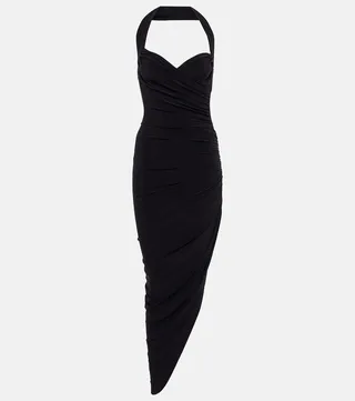 Cayla halterneck ruched midi dress