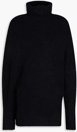 Ribbed bouclé-knit turtleneck sweater