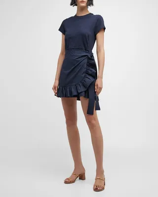 Mikayla Jersey Wrap-Skirt Mini Dress