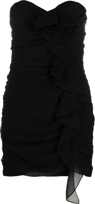 Ruffle-Trim Silk Minidress
