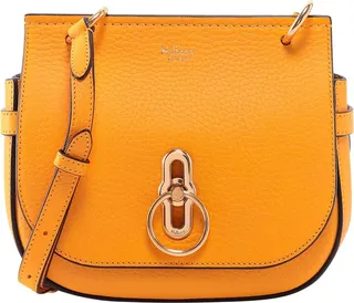 Leather shoulder bag with metal ring