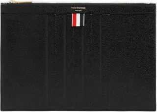 Thom Browne Debossed 4-Bar Zipped Clutch Bag