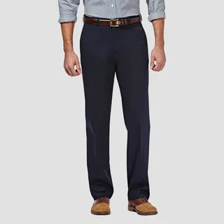 Haggar Men's Premium No Iron Classic Fit Flat Front Casual Pants - Dark Navy 36x34