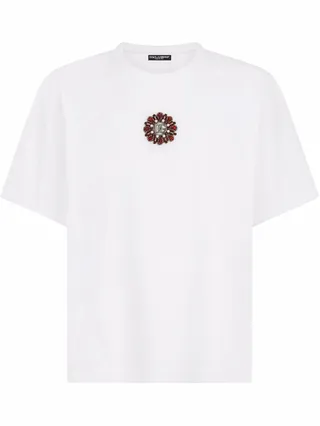 crystal-embellished logo plaque T-shirt