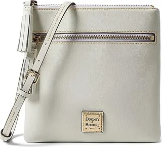 Dooney & Bourke Saffiano Double Zip Tassel Crossbody (Off-White) Handbags