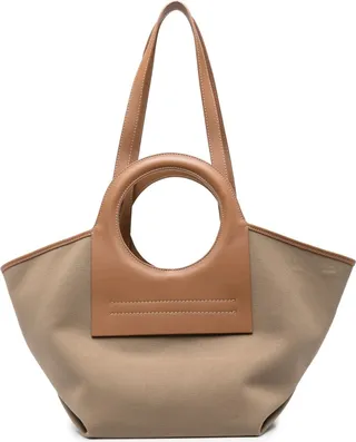 Calf-Leather Detailing Tote Bag