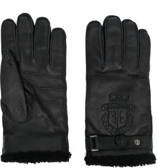 Embroidered-Logo Faux-Fur Lined Gloves