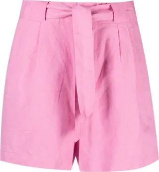 Tied-Waist Linen Shorts