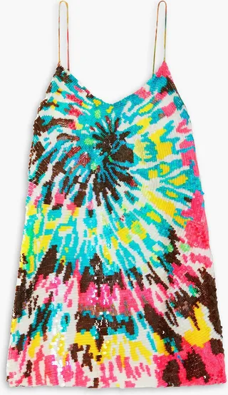 Sequined georgette mini dress