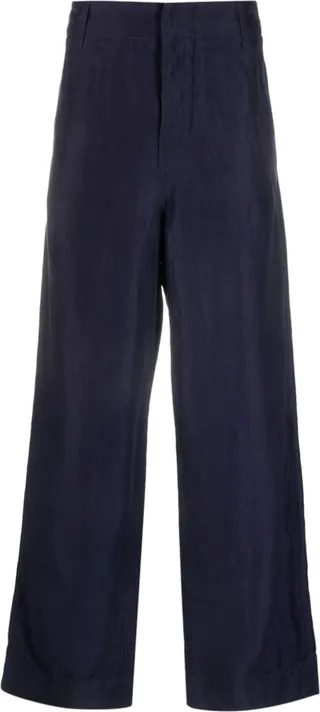 Wide-Leg Linen-Blend Trousers