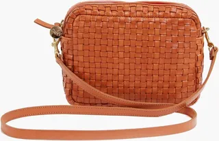 Natural Woven Checker Midi Sac