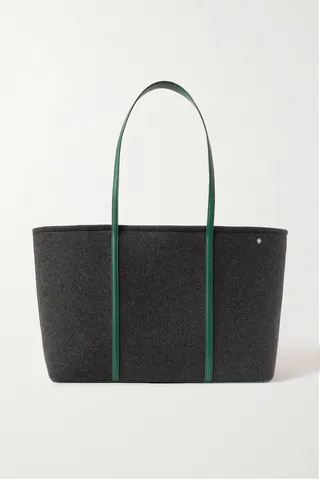 Loro Piana - Winter Leather-trimmed Melton Cashmere Tote - Gray