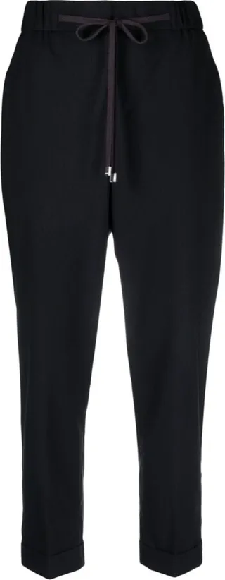 Drawstring Cotton Cropped Trousers