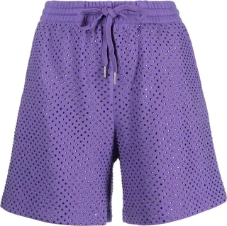 Rhinestone-Embellished Drawstring Shorts