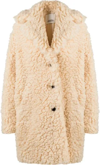 Single-Breasted Faux-Shearling Coat