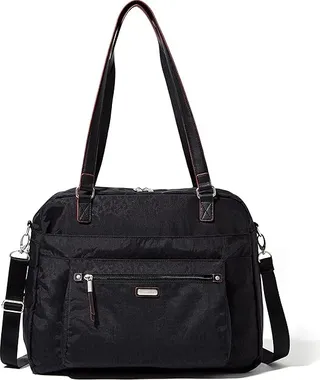 Baggallini Overnight Expandable Laptop Tote with RFID Phone Wristlet (Black Cheetah Emboss) Tote Handbags