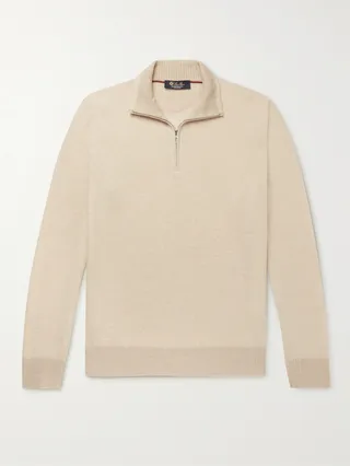 Roadster Striped Cashmere Half-Zip Sweater