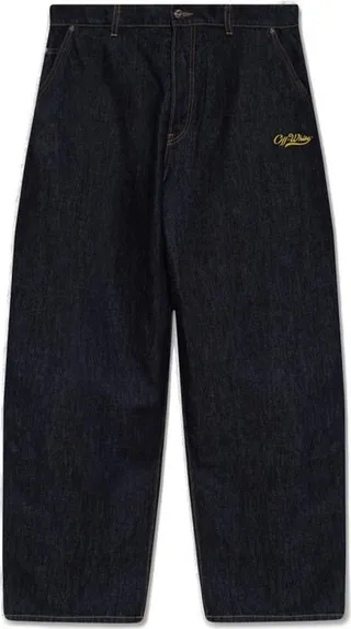 Off-White High-Waist Logo-Embroidered Wide-Leg Jeans
