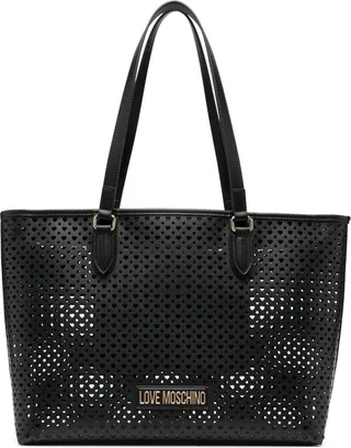 Perforated-Hearts Faux-Leather Shoulder Bag