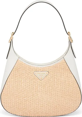 Triangle-Logo Woven Shoulder Bag