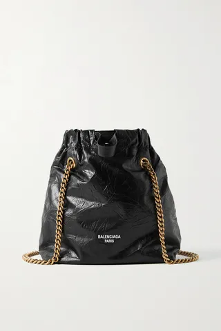 Balenciaga - Crinkled-leather Shoulder Bag - Black